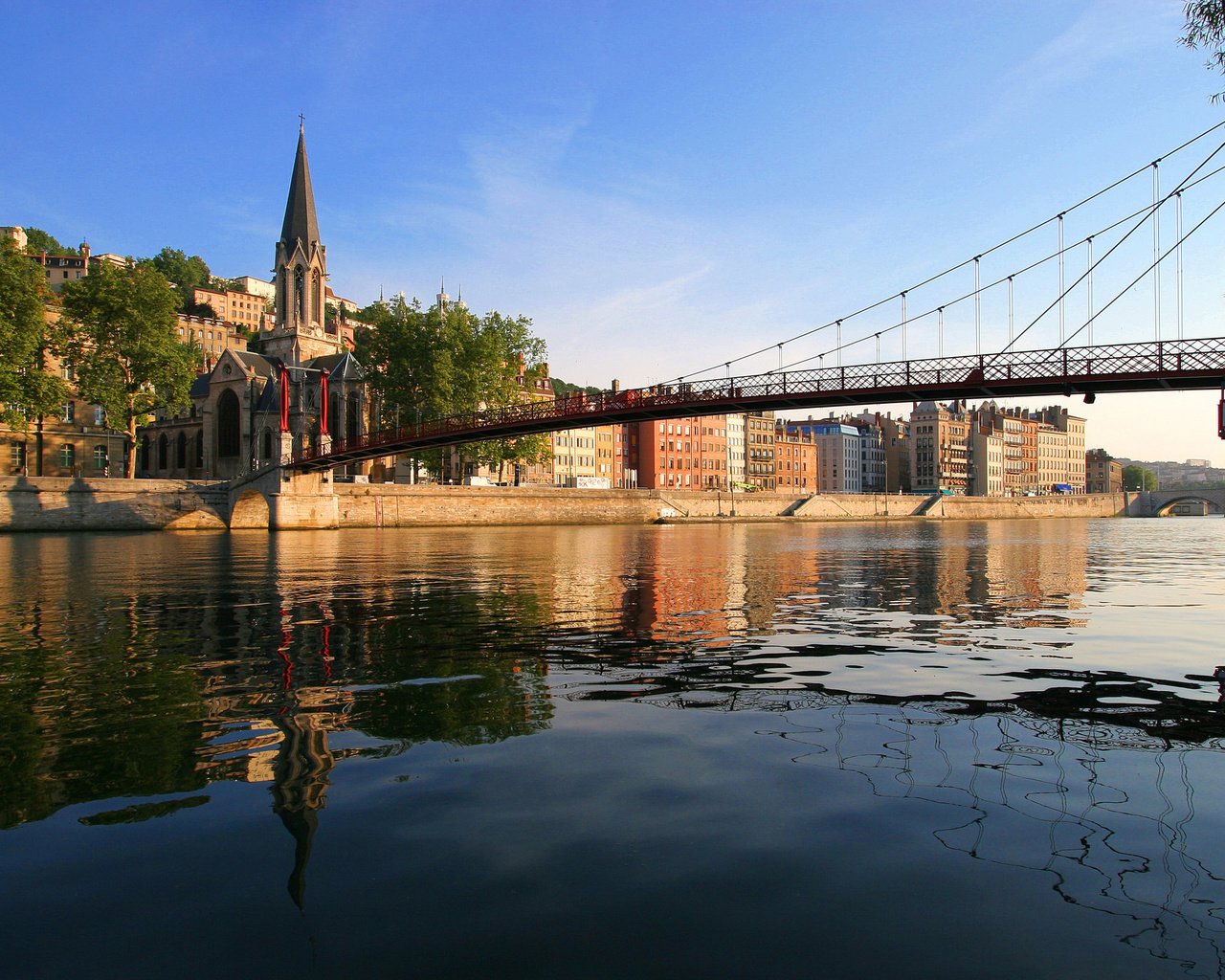 Обои река, мост, город, франция, лион, river, bridge, the city, france, lyon разрешение 2560x1600 Загрузить