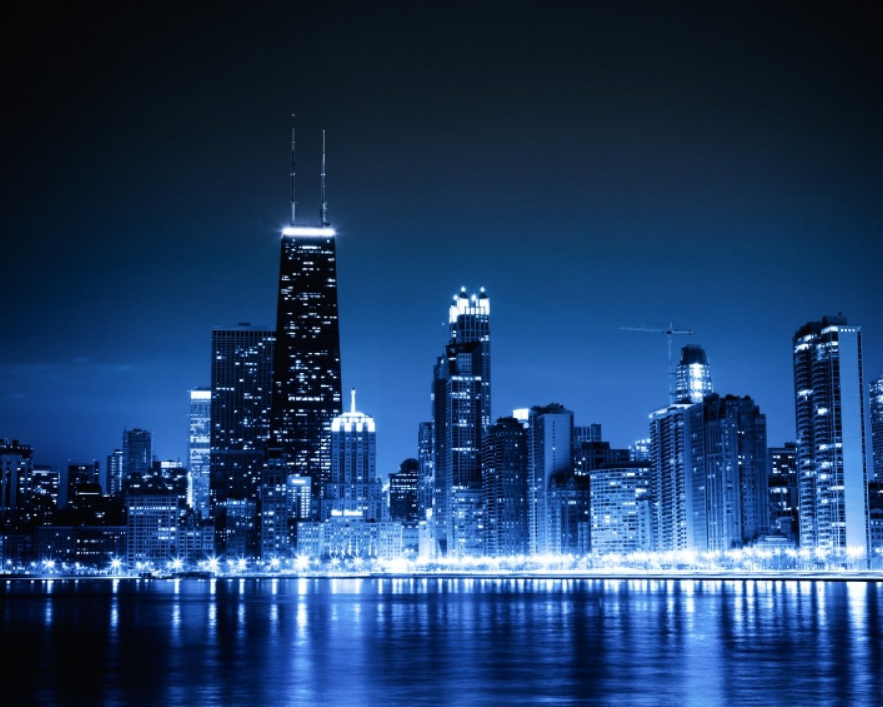 Обои ночь, чикаго, синие огни, сhicago, night, chicago, blue lights разрешение 1920x1278 Загрузить