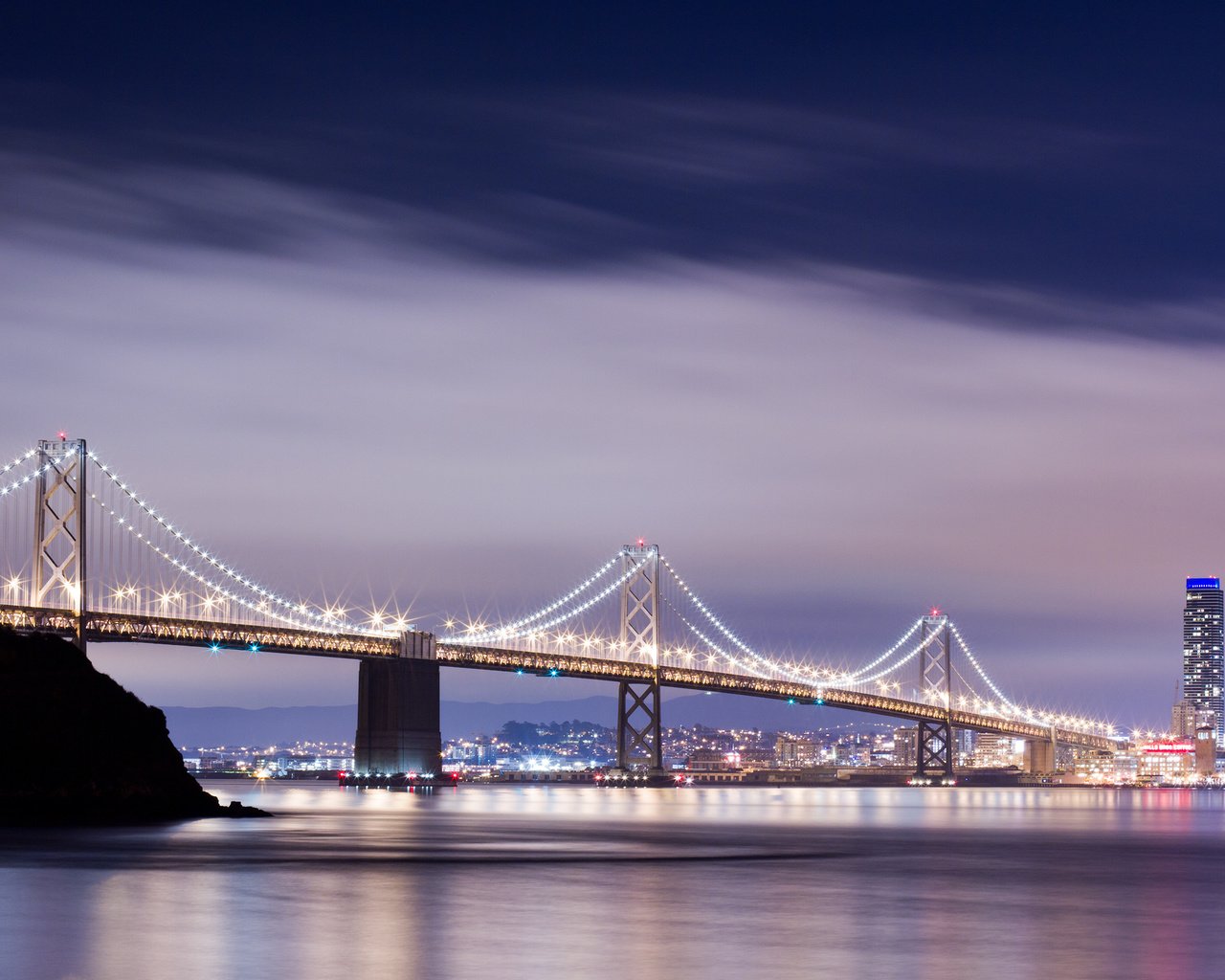 Обои ночь, мост, сан-франциско, калифорния, night, bridge, san francisco, ca разрешение 2560x1600 Загрузить