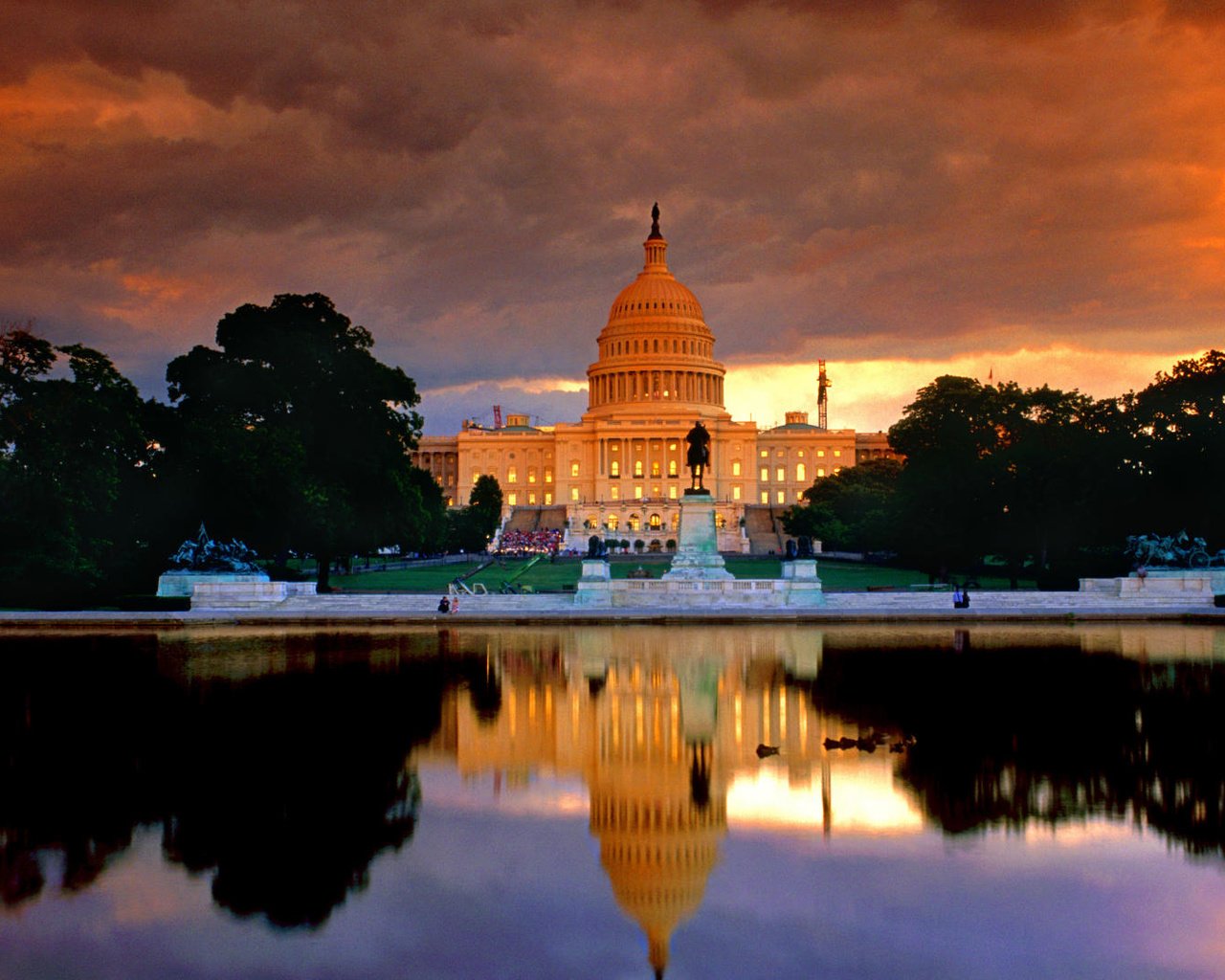 Обои озеро, закат, вашингтон, белый дом, lake, sunset, washington, the white house разрешение 1920x1080 Загрузить