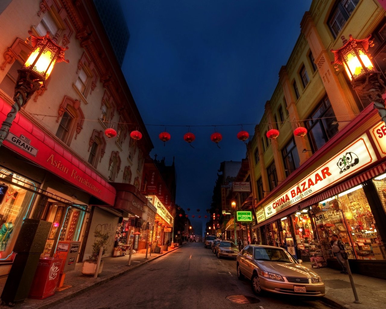 Обои дорога, улица, китай, здания, квартал, китайский квартал, road, street, china, building, quarter, chinatown разрешение 2560x1600 Загрузить