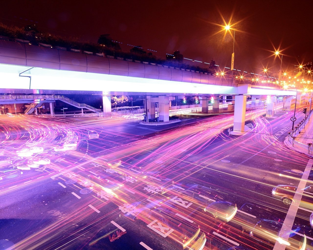 Обои свет, ночь, огни, магистраль, light, night, lights, highway разрешение 2560x1600 Загрузить