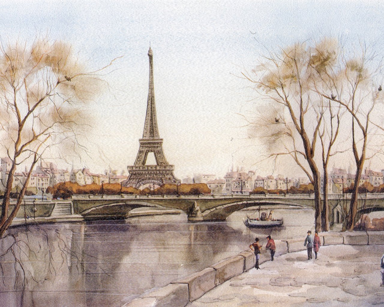 Обои река, париж, набережная, франция, эйфелева башня, сена, river, paris, promenade, france, eiffel tower, hay разрешение 1920x1200 Загрузить