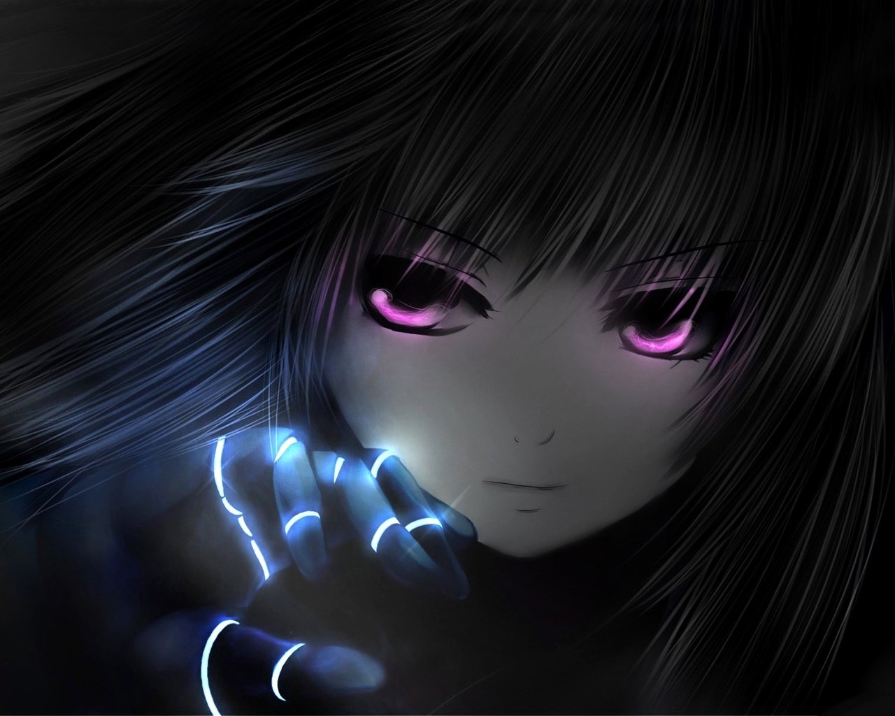 Обои девушка, черный фон, фиолетовые глаза, girl, black background, violet eyes разрешение 2560x1600 Загрузить