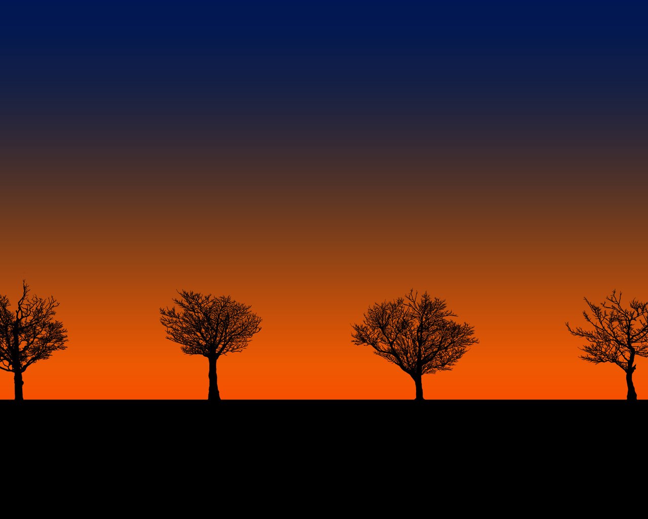 Обои деревья, закат, силуэты, trees, sunset, silhouettes разрешение 2560x1600 Загрузить