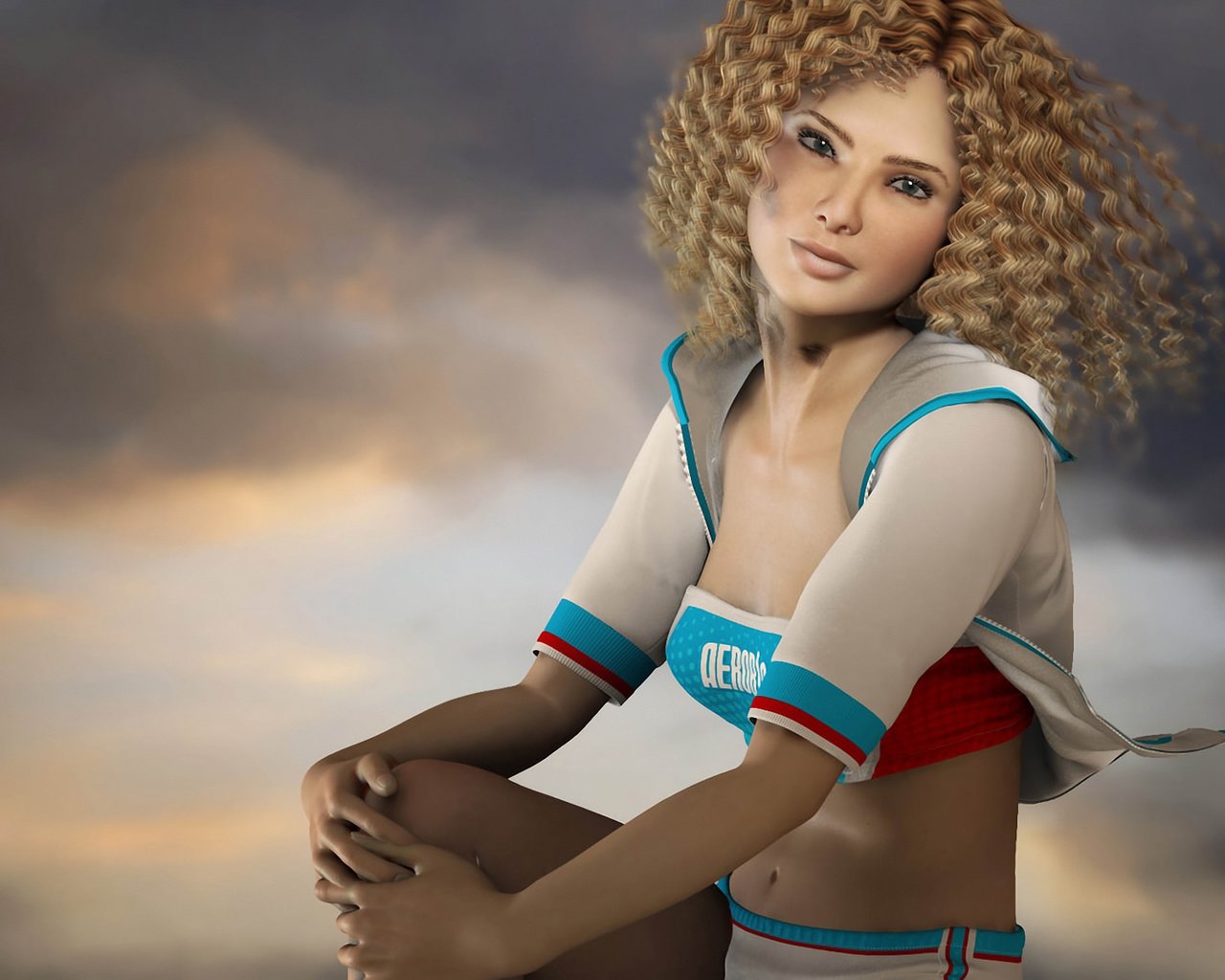 Обои свет, облака, девушка, взгляд, кудри, 3д, light, clouds, girl, look, curls, 3d разрешение 1920x1200 Загрузить