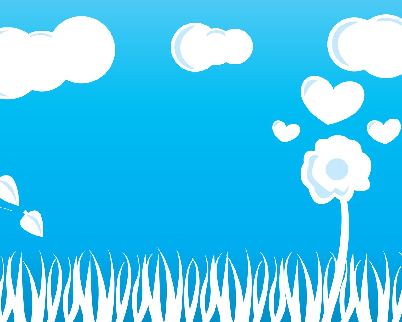 Обои небо, трава, облака, голубой фон, сердечки, цветочек, serdce, mir, обьлака, the sky, grass, clouds, blue background, hearts, flower, oblaka разрешение 2560x1600 Загрузить