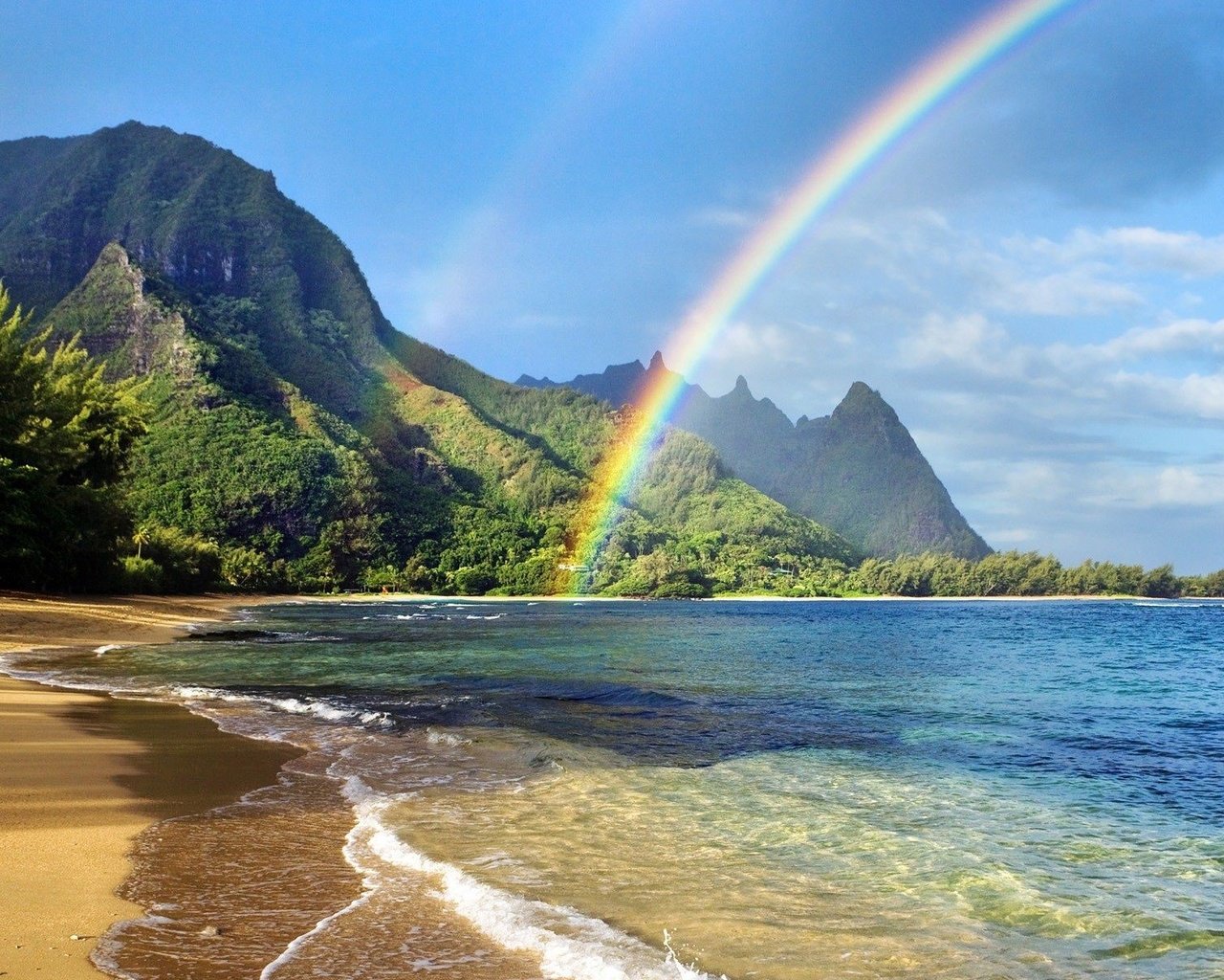 Обои пляж, радуга, beach, rainbow разрешение 1920x1200 Загрузить