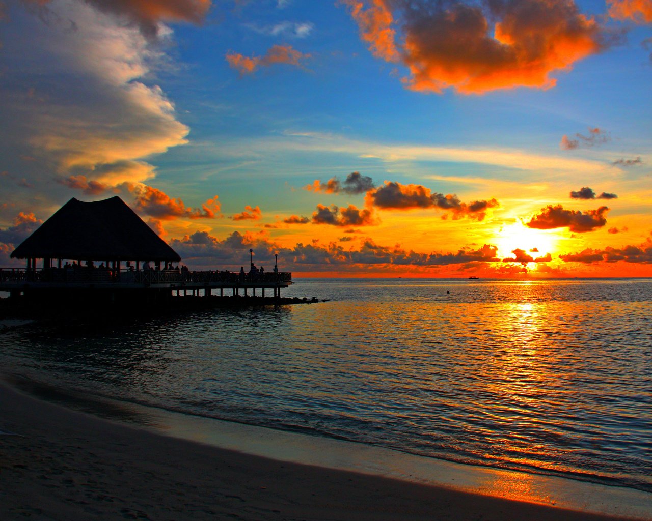 Обои закат, пляж, тропики, мальдивы, sunset, beach, tropics, the maldives разрешение 4215x2763 Загрузить