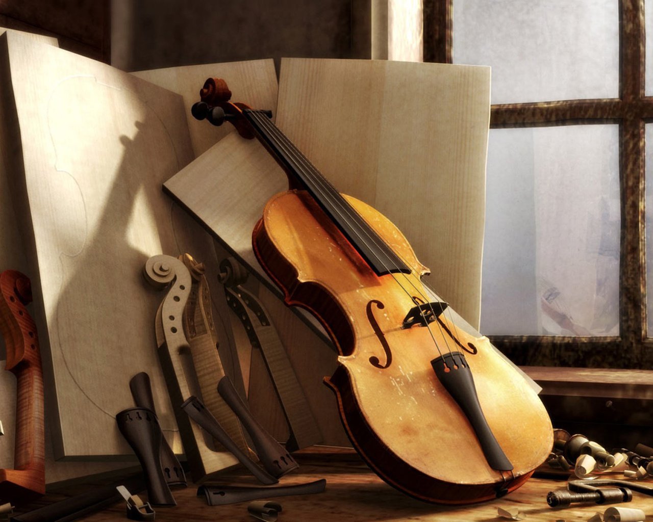Обои скрипка, музыкальный инструмент, skripka, okno, noty, violin, musical instrument разрешение 1920x1080 Загрузить