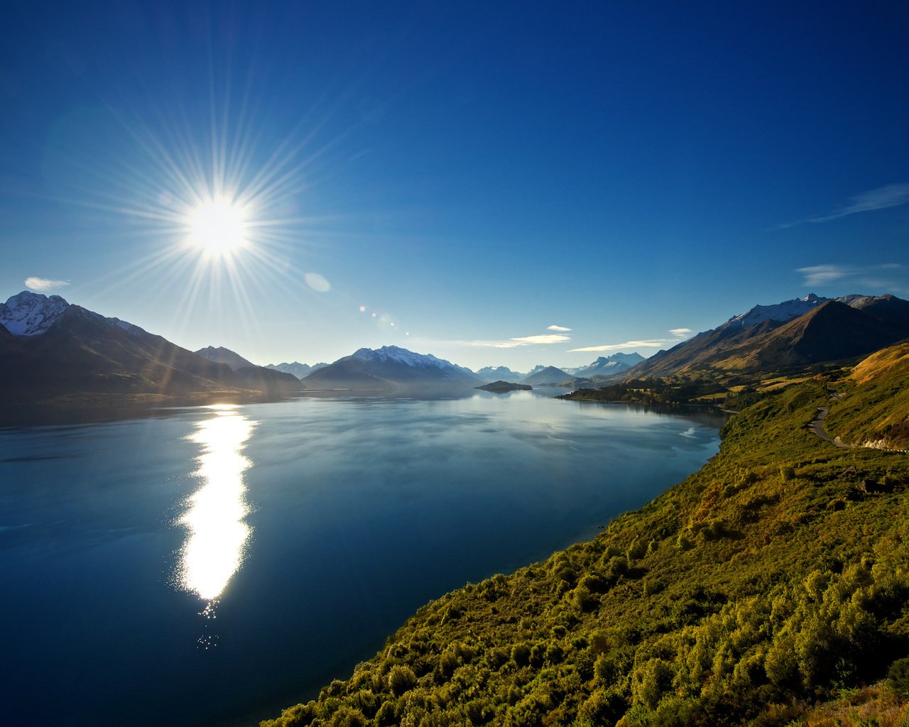 Обои озеро, горы, новая зеландия, lake, mountains, new zealand разрешение 1920x1080 Загрузить