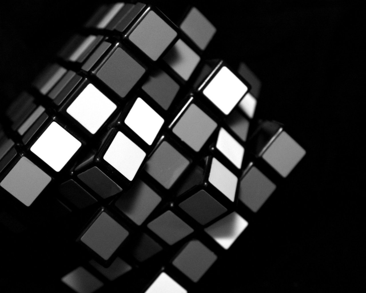 Обои черный, белый, кубик рубика, black, white, rubik's cube разрешение 1920x1080 Загрузить