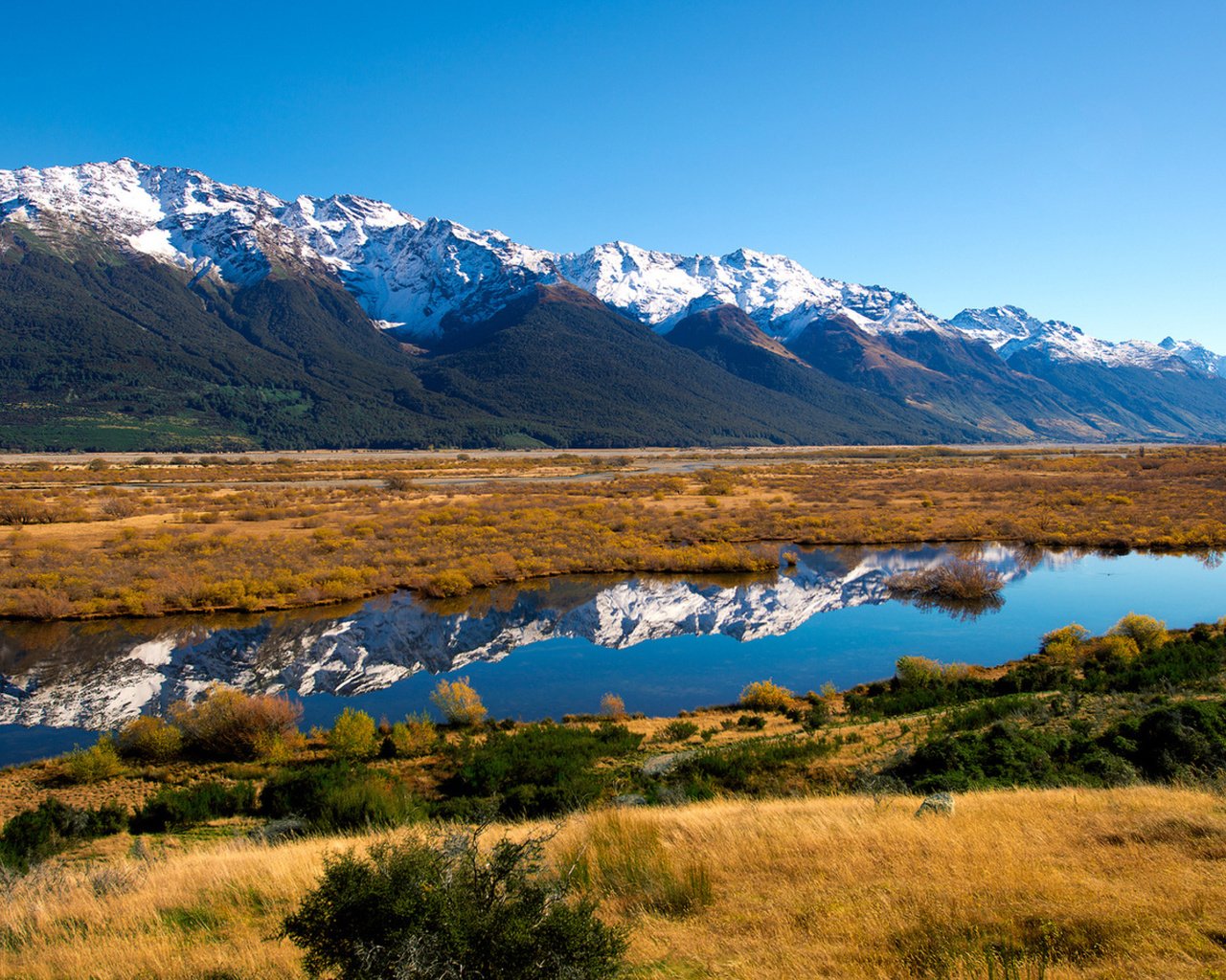 Обои река, горы, природа, новая зеландия, river, mountains, nature, new zealand разрешение 1920x1080 Загрузить
