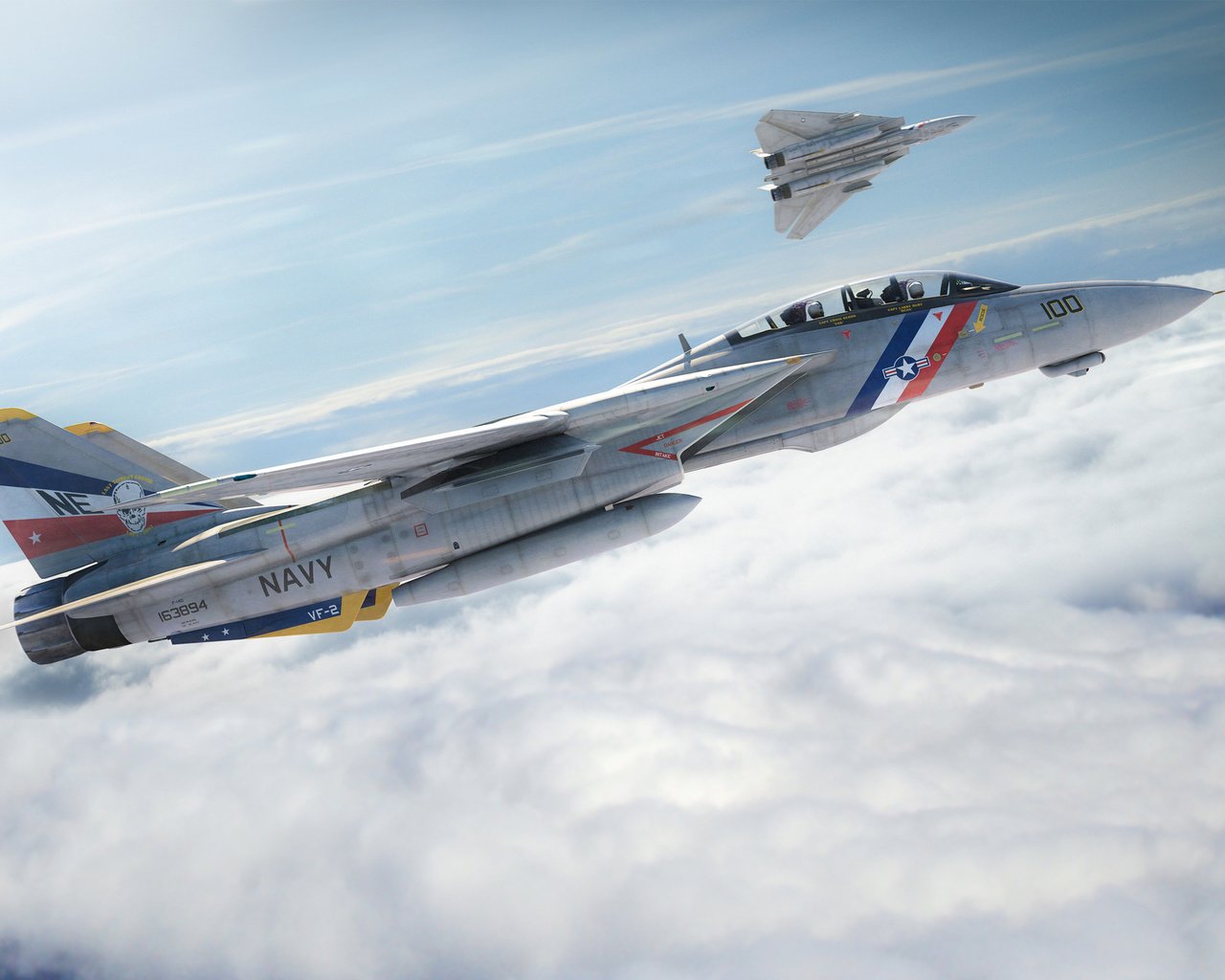 Обои небо, самолет, истребитель, f-14, котяра, the sky, the plane, fighter, tomcat разрешение 2560x1600 Загрузить