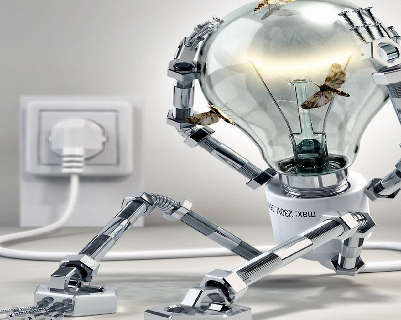 Обои лампочка робот, light bulb robot разрешение 2560x1440 Загрузить