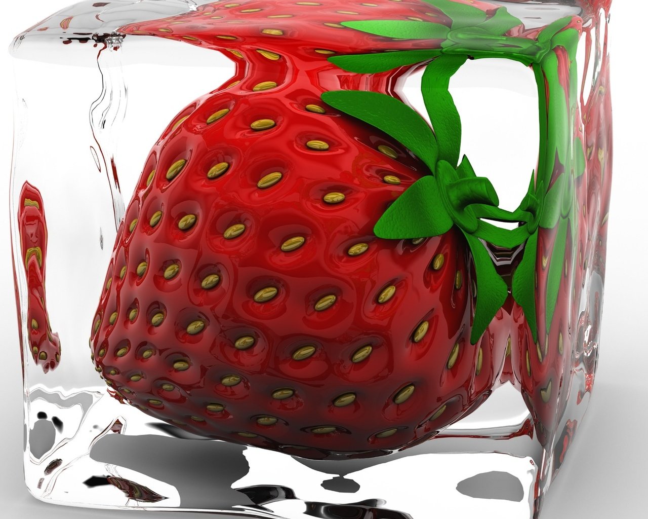 Обои клубника, лёд, куб, 3д, strawberry, ice, cube, 3d разрешение 1920x1080 Загрузить