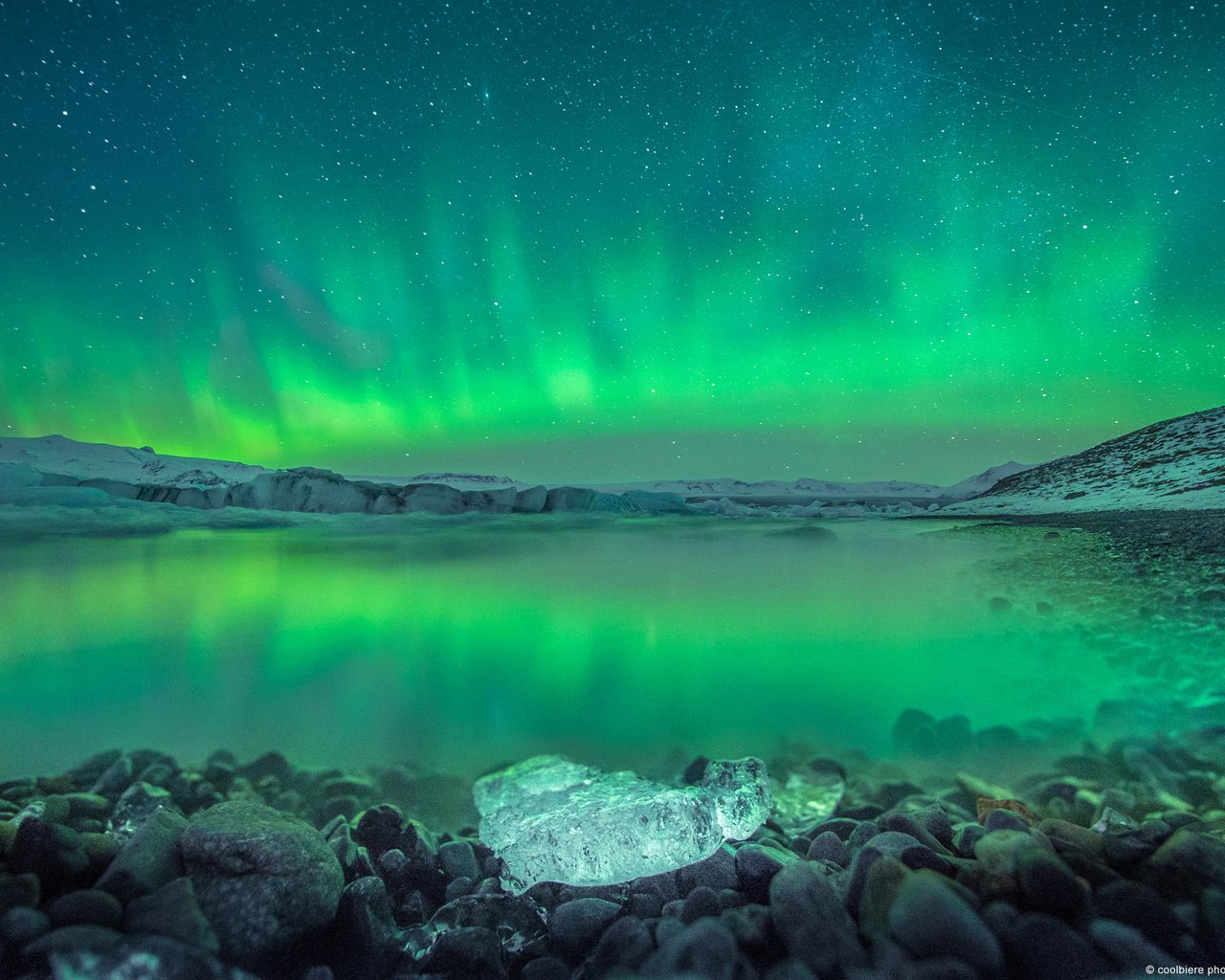 Обои исландия, полярное сияние, над ёкюльсаурлоуном, iceland, polar lights, over cursorcolor разрешение 1920x1200 Загрузить