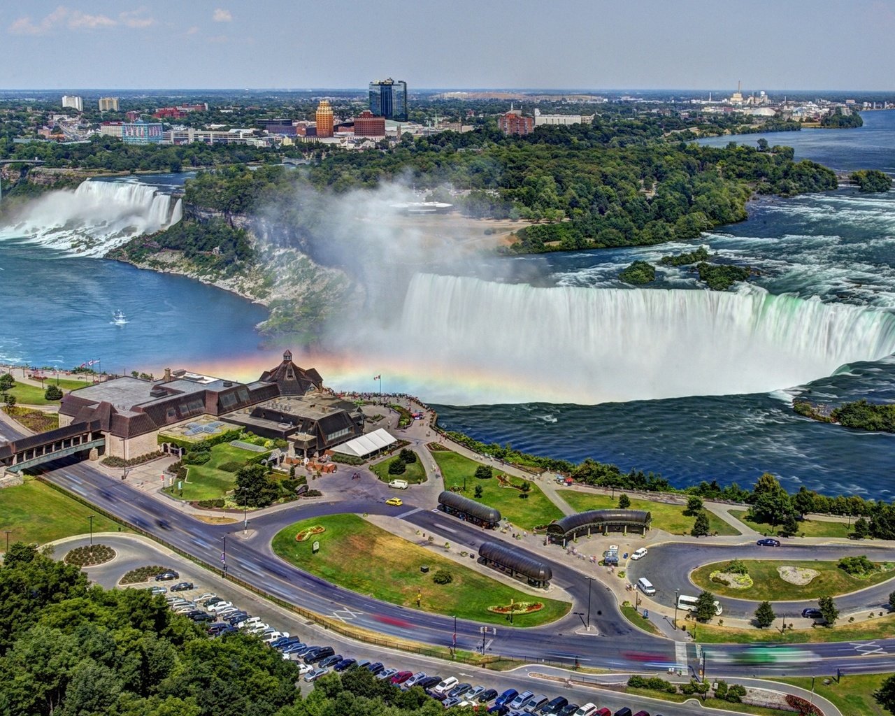 Обои панорама, радуга, канада, онтарио, ниагарский водопад, водопад., panorama, rainbow, canada, ontario, niagara falls, waterfall. разрешение 1920x1200 Загрузить