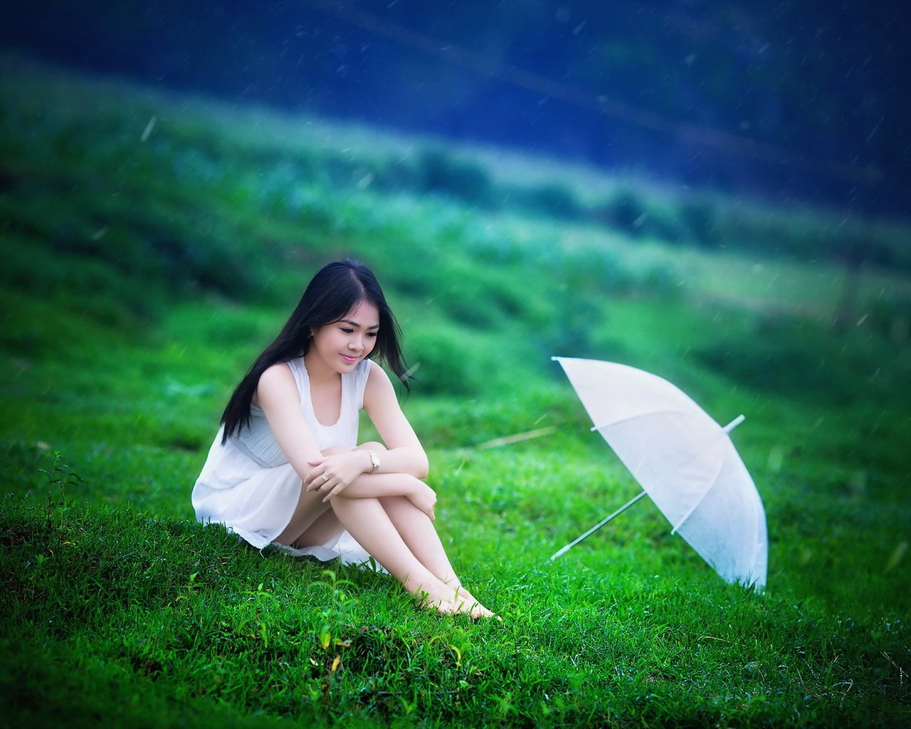 Обои трава, девушка, лето, дождь, зонт, зонтик, азиатка, grass, girl, summer, rain, umbrella, asian разрешение 1920x1200 Загрузить