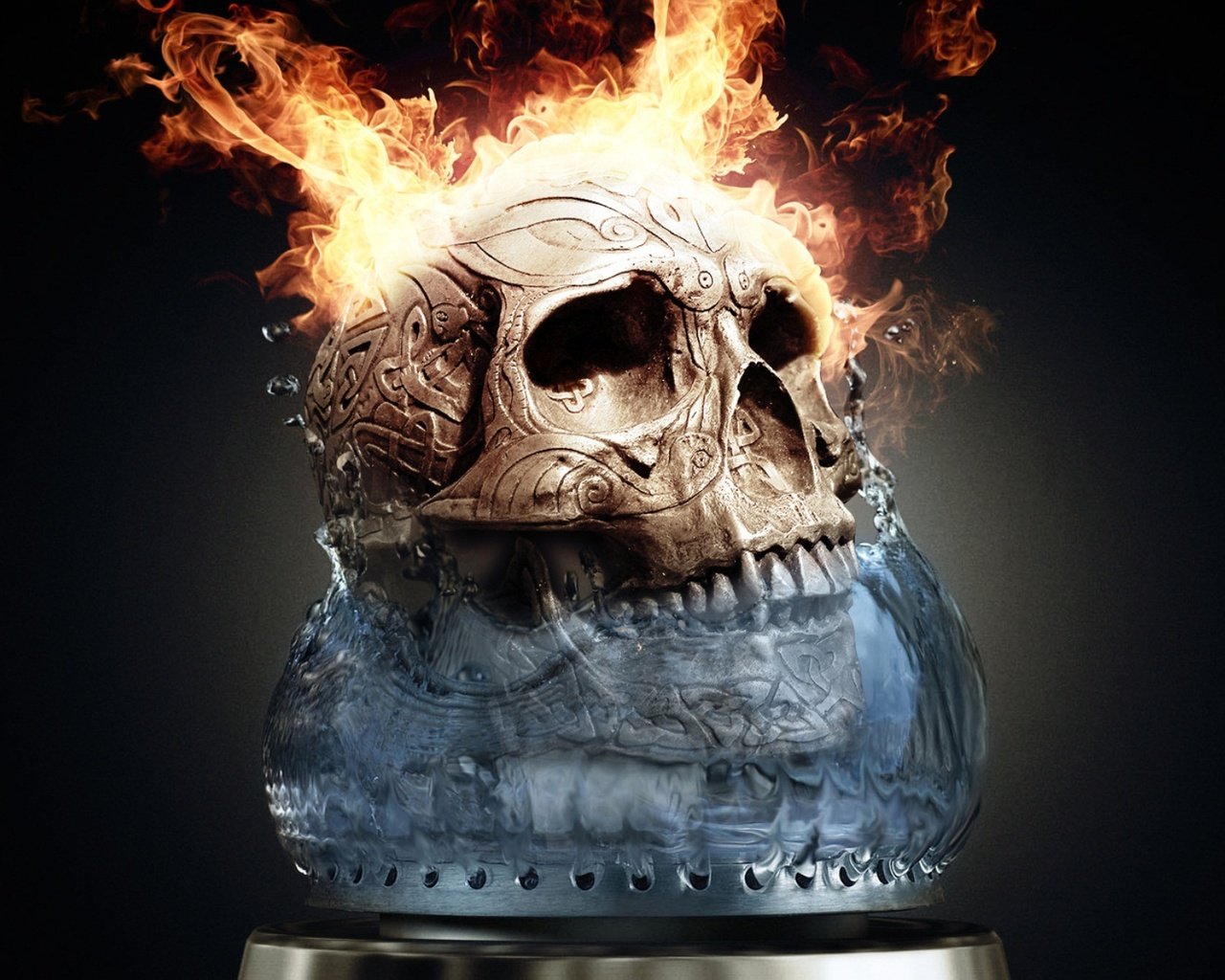 Обои пламя, огонь, череп, k, flame, fire, skull разрешение 1949x1218 Загрузить
