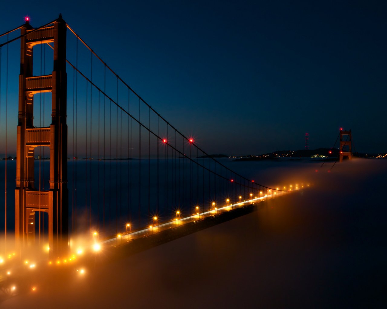 Обои ночь, огни, мост, сша, сан-франциско, золотые ворота, night, lights, bridge, usa, san francisco, golden gate разрешение 2048x1365 Загрузить