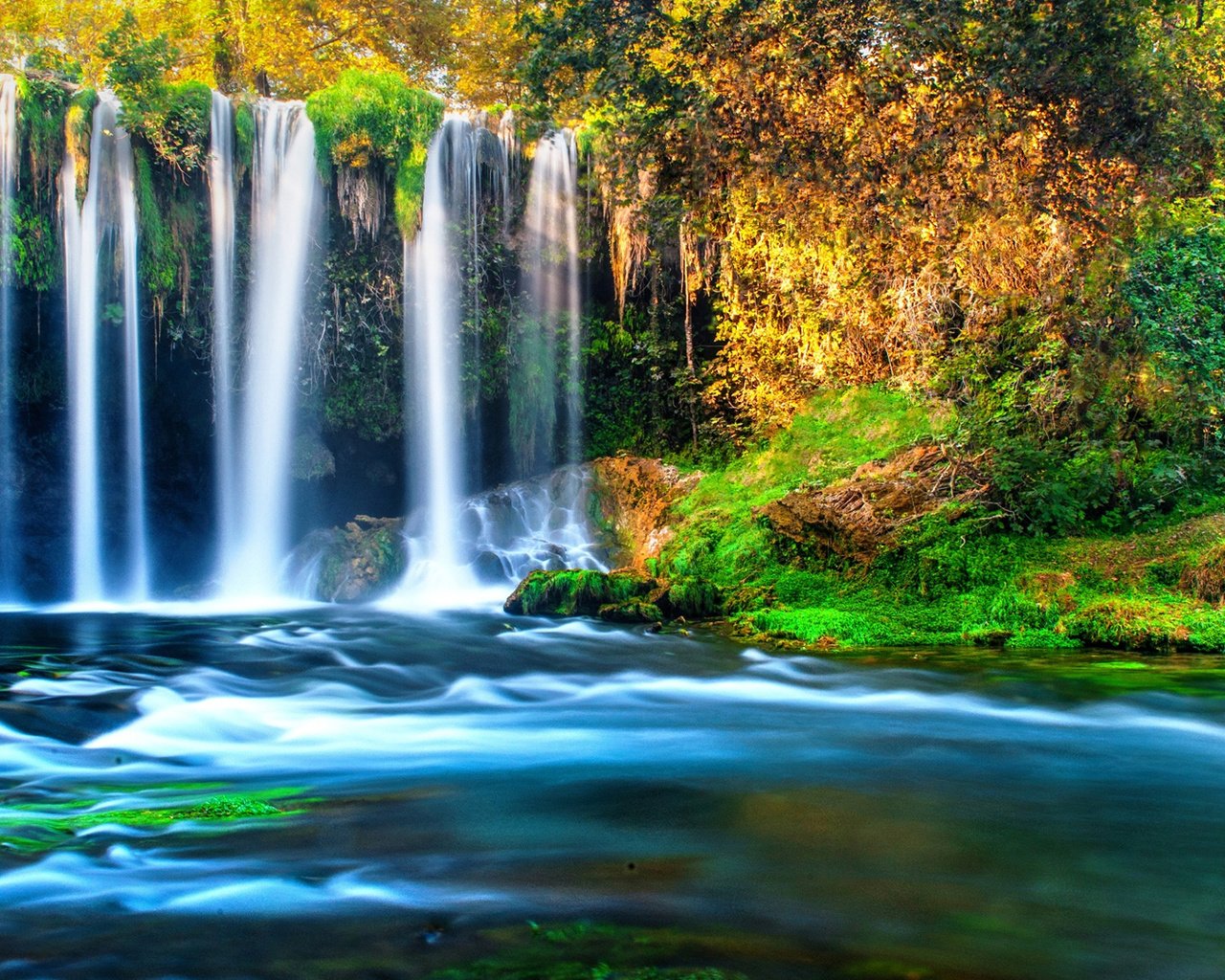 Обои река, природа, водопад, river, nature, waterfall разрешение 1920x1080 Загрузить