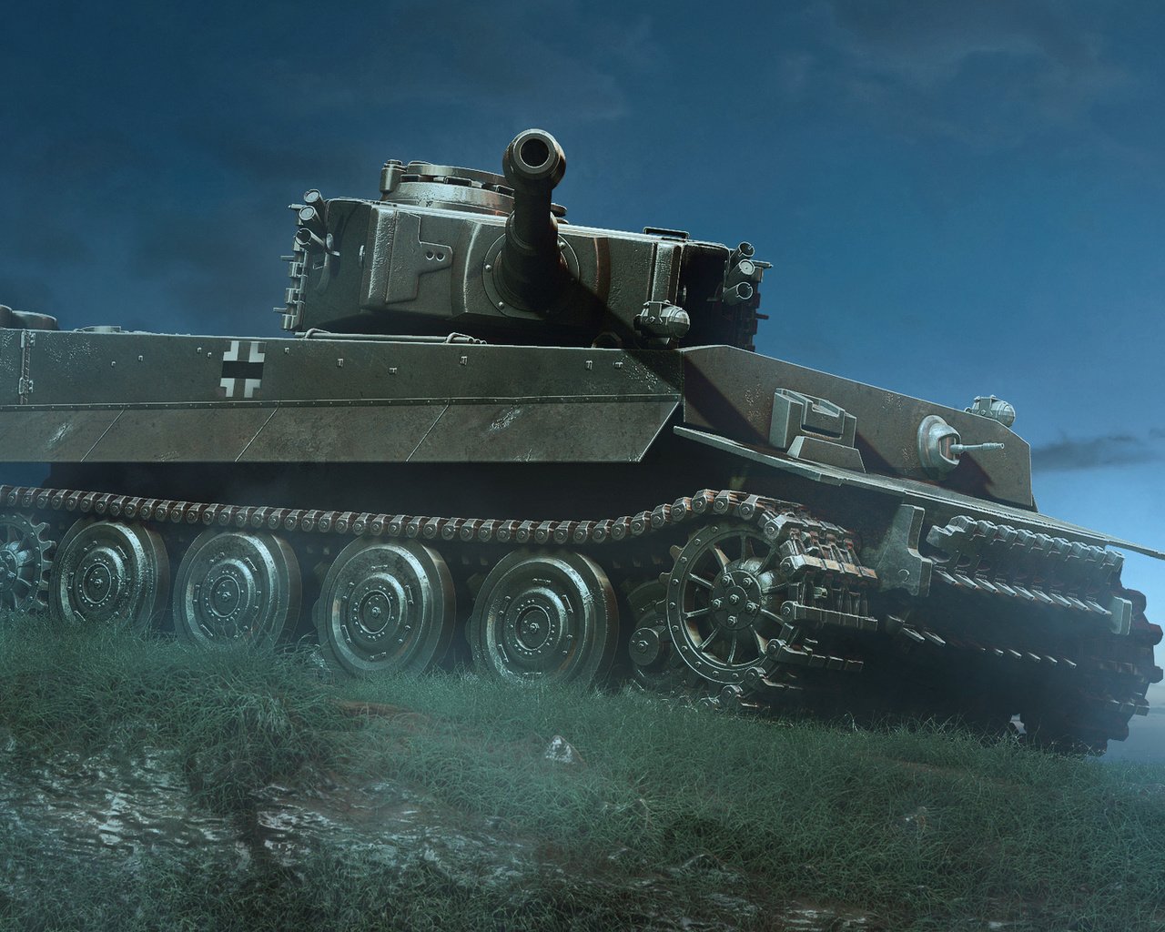 Обои тигр, ночь, танк, немецкий, тяжелый, tiger, night, tank, german, heavy разрешение 1920x1200 Загрузить