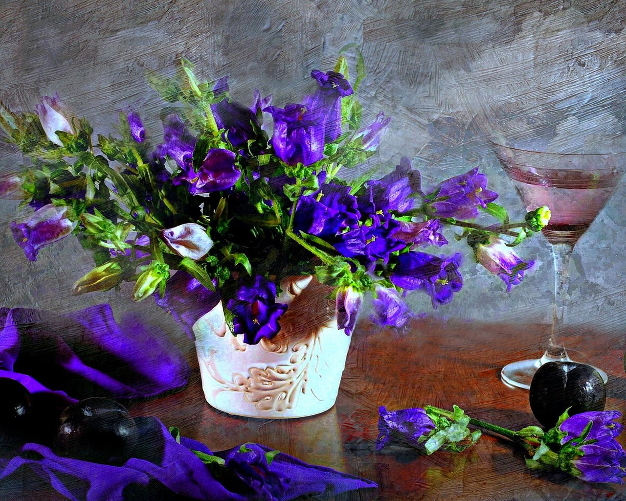 Обои цветы, текстура, бокал, flowers, texture, glass разрешение 1920x1200 Загрузить