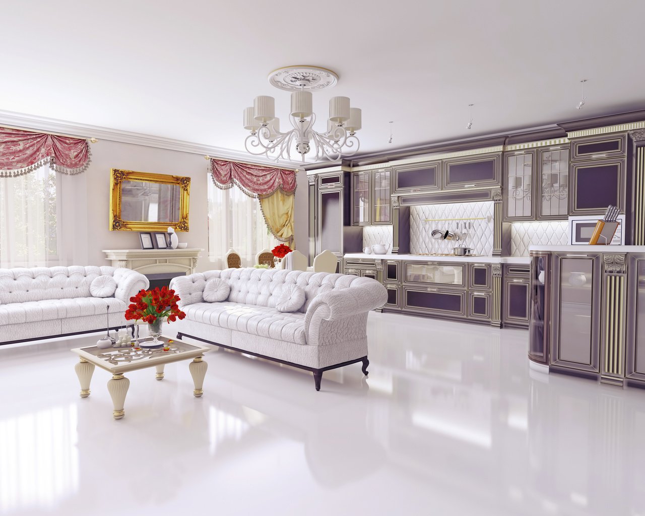 Обои интерьер, дизайн, гостиная, interior, design, living room разрешение 3840x2400 Загрузить