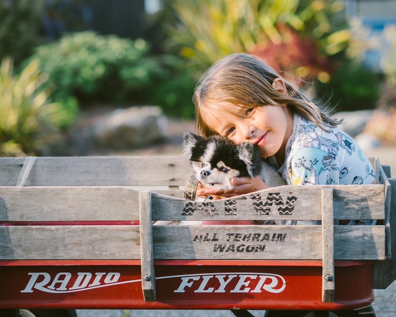 Обои собака, девочка, щенок, тележка, друзья, dog, girl, puppy, truck, friends разрешение 1920x1440 Загрузить