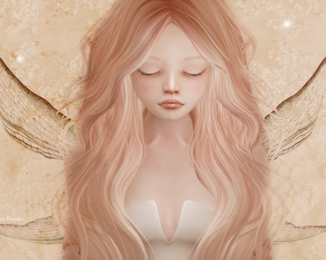 Обои грусть, крылья, девочка, фея, волосы, эльф, личико, sadness, wings, girl, fairy, hair, elf, face разрешение 2048x1080 Загрузить