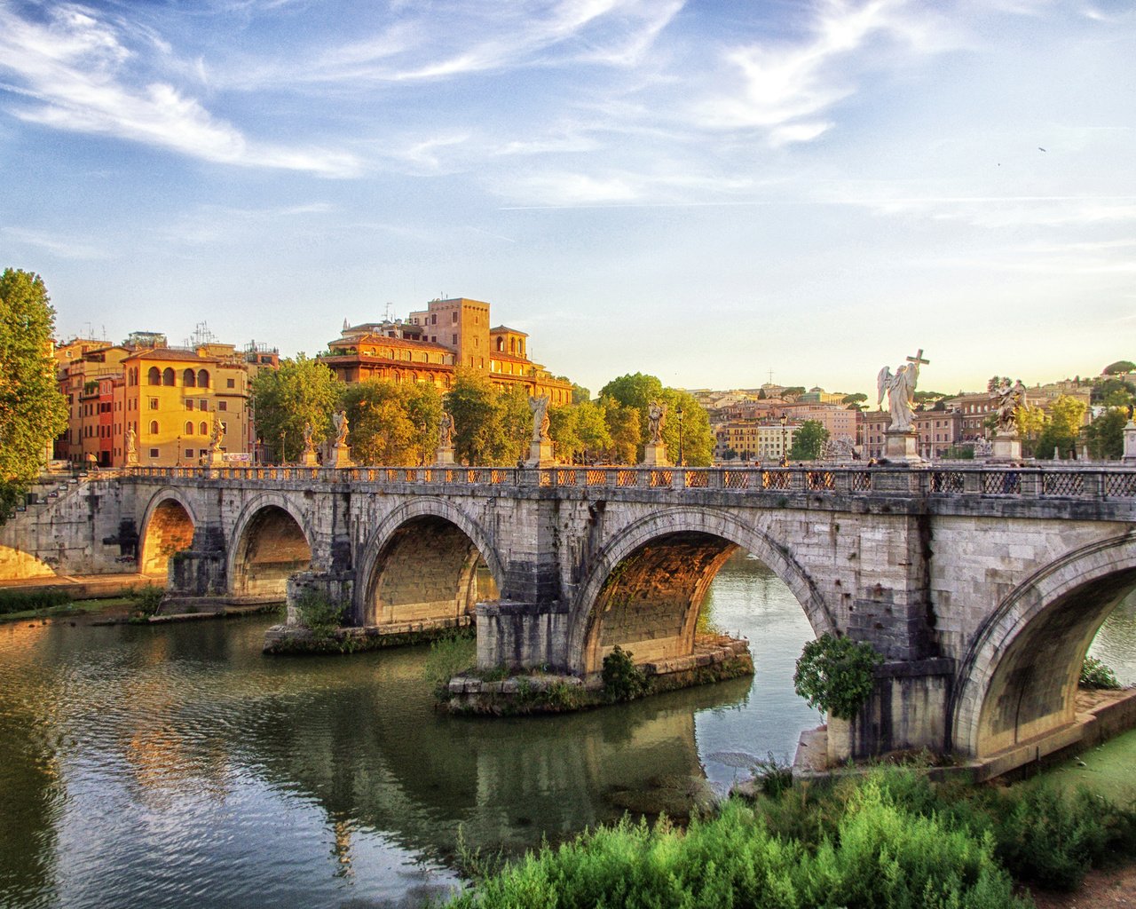 Обои река, мост, дома, италия, рим, river, bridge, home, italy, rome разрешение 2265x1500 Загрузить