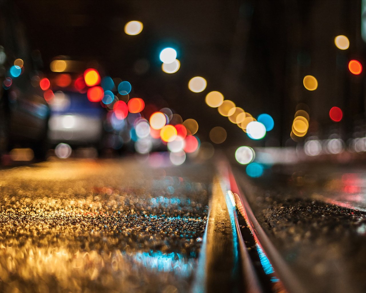 Обои дорога, ночь, огни, макро, дождь, боке, road, night, lights, macro, rain, bokeh разрешение 1920x1200 Загрузить