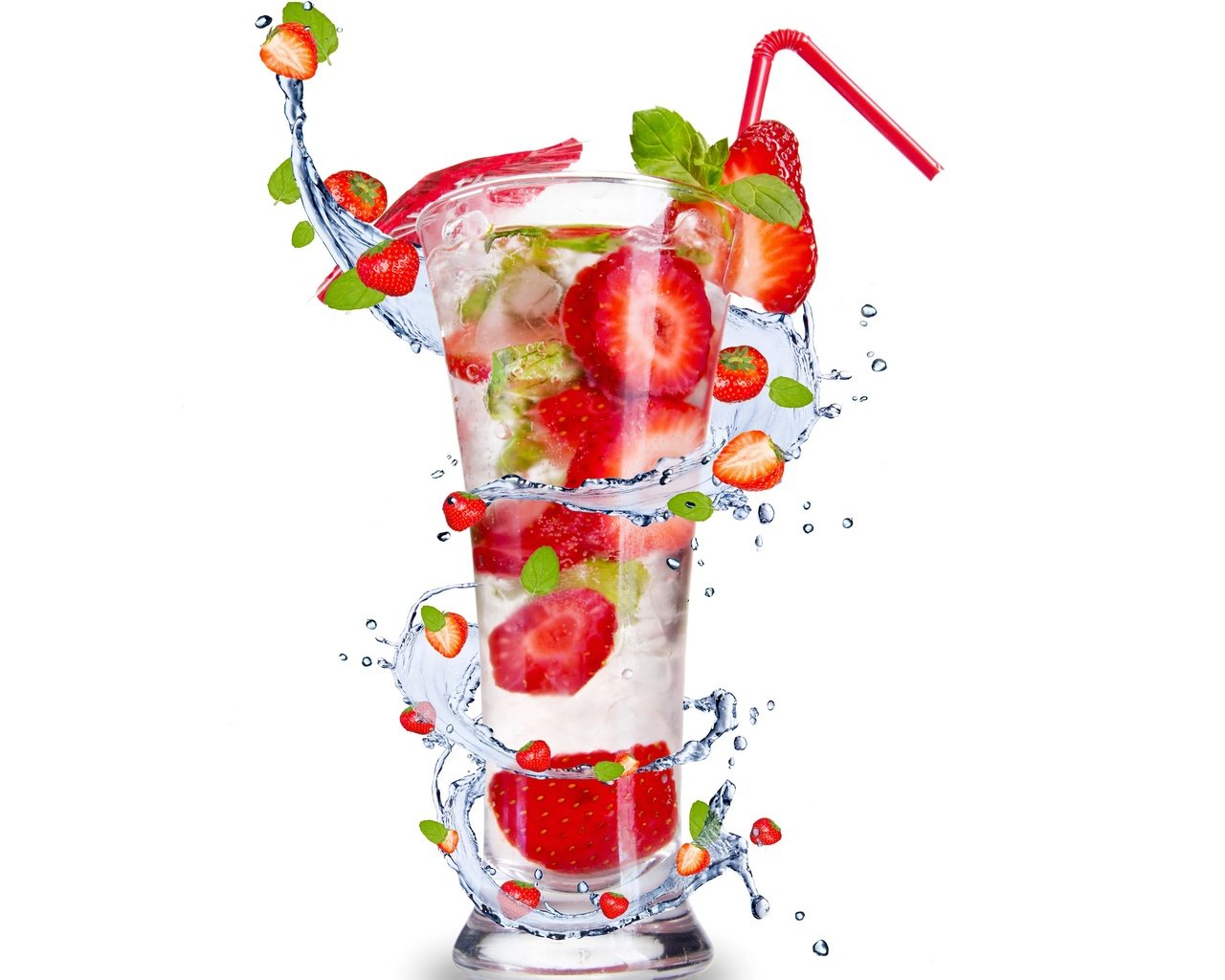 Обои вода, мята, клубника, коктейль, water, mint, strawberry, cocktail разрешение 2880x2346 Загрузить