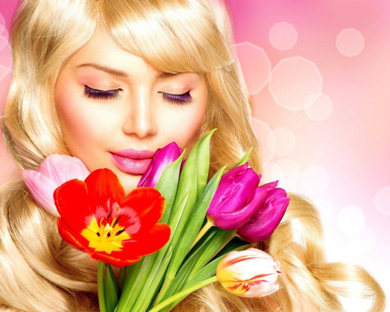 Обои девушка, блондинка, модель, ресницы, весна. цветы, girl, blonde, model, eyelashes, spring. flowers разрешение 2880x2317 Загрузить