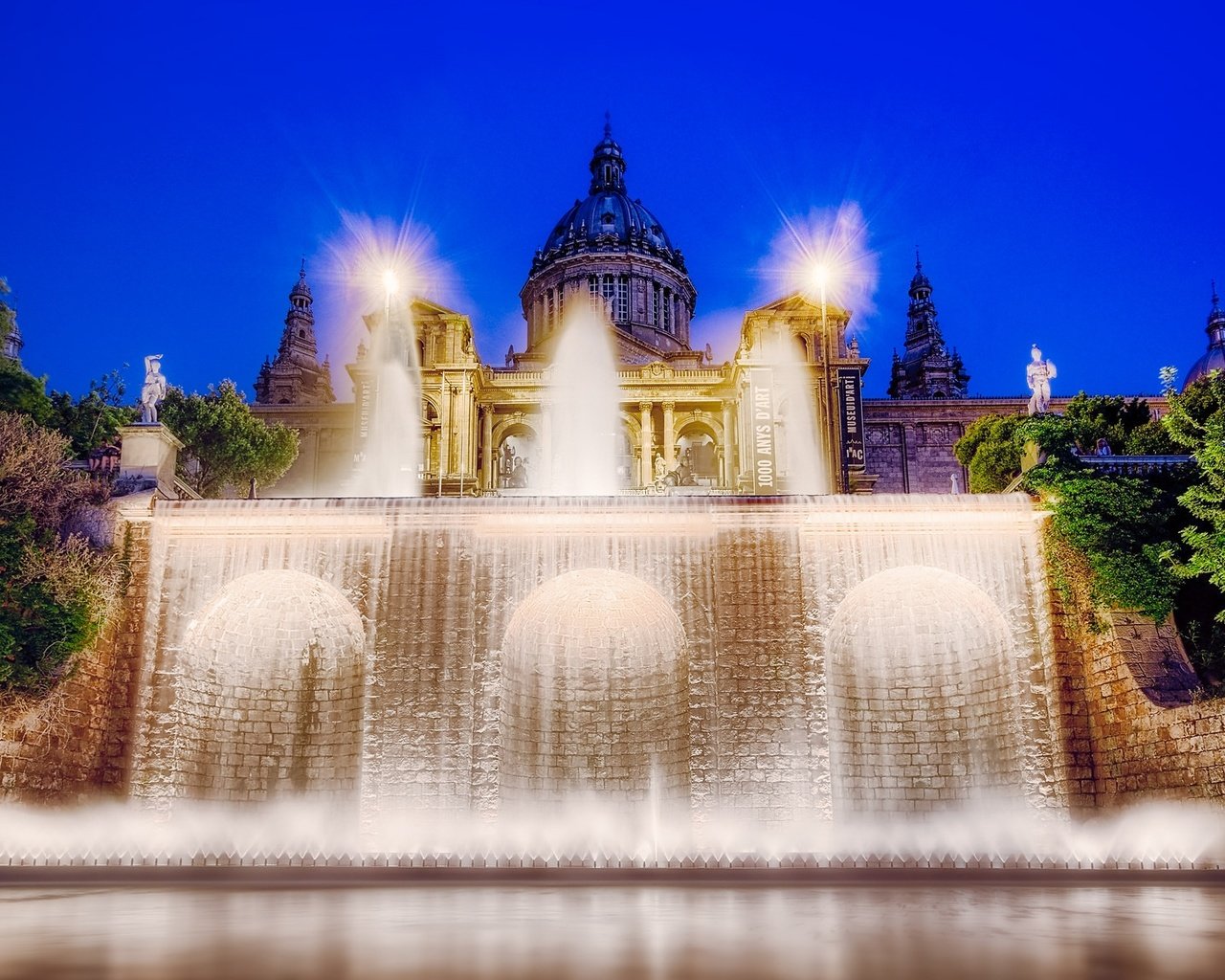 Обои фонтан, подсветка, дворец, испания, барселона, fountain, backlight, palace, spain, barcelona разрешение 2048x1153 Загрузить