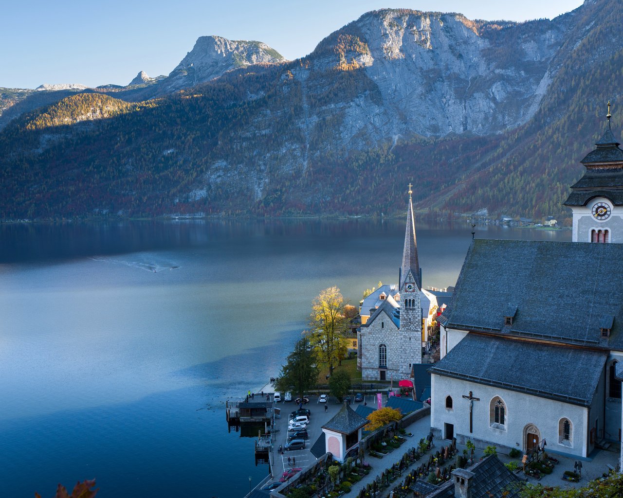 Обои озеро, горы, австрия, дома, городок, церковь, альпы, гальштат, lake, mountains, austria, home, town, church, alps, hallstatt разрешение 5947x3909 Загрузить