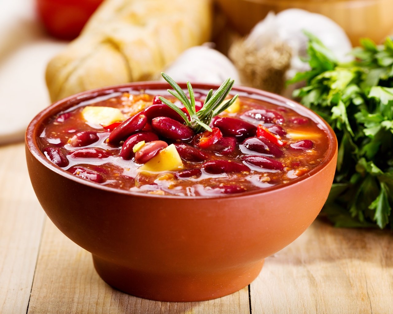 Обои миска, суп, фасоль, мексиканский, bowl, soup, beans, mexican разрешение 2048x1496 Загрузить