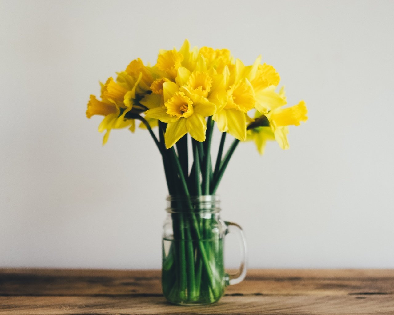 Обои цветы, букет, нарциссы, желтые, flowers, bouquet, daffodils, yellow разрешение 2560x1440 Загрузить