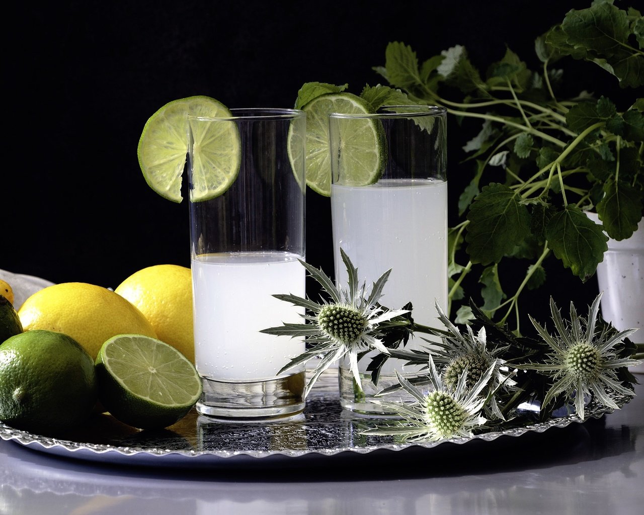 Обои напиток, лимон, лайм, коктейль, стаканы, цитрусы, лимонад, drink, lemon, lime, cocktail, glasses, citrus, lemonade разрешение 2048x1365 Загрузить