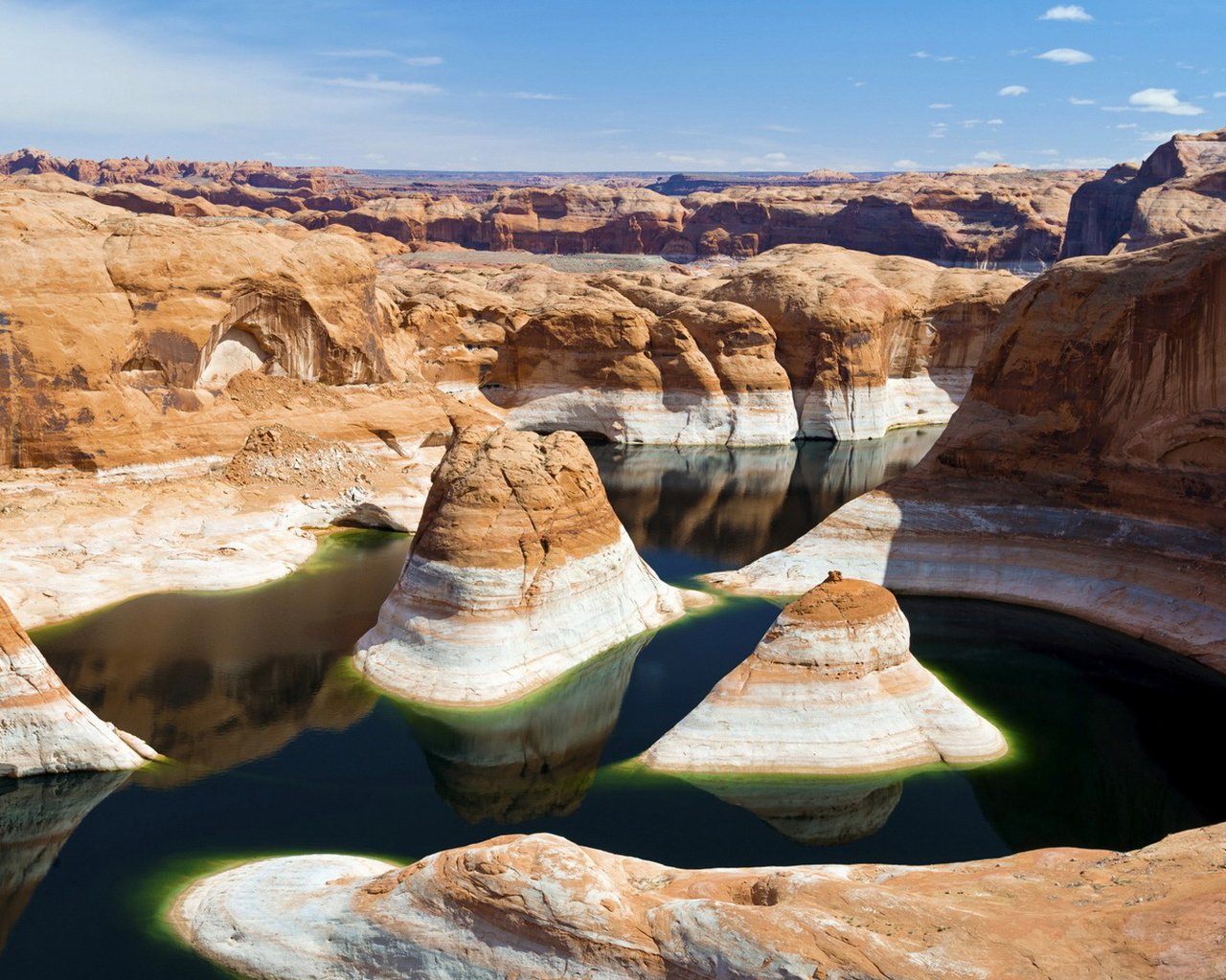 Обои река, скалы, пейзаж, каньон, озеро пауэлл, глен-каньон, reflection canyon, river, rocks, landscape, canyon, lake powell, glen canyon разрешение 1920x1080 Загрузить