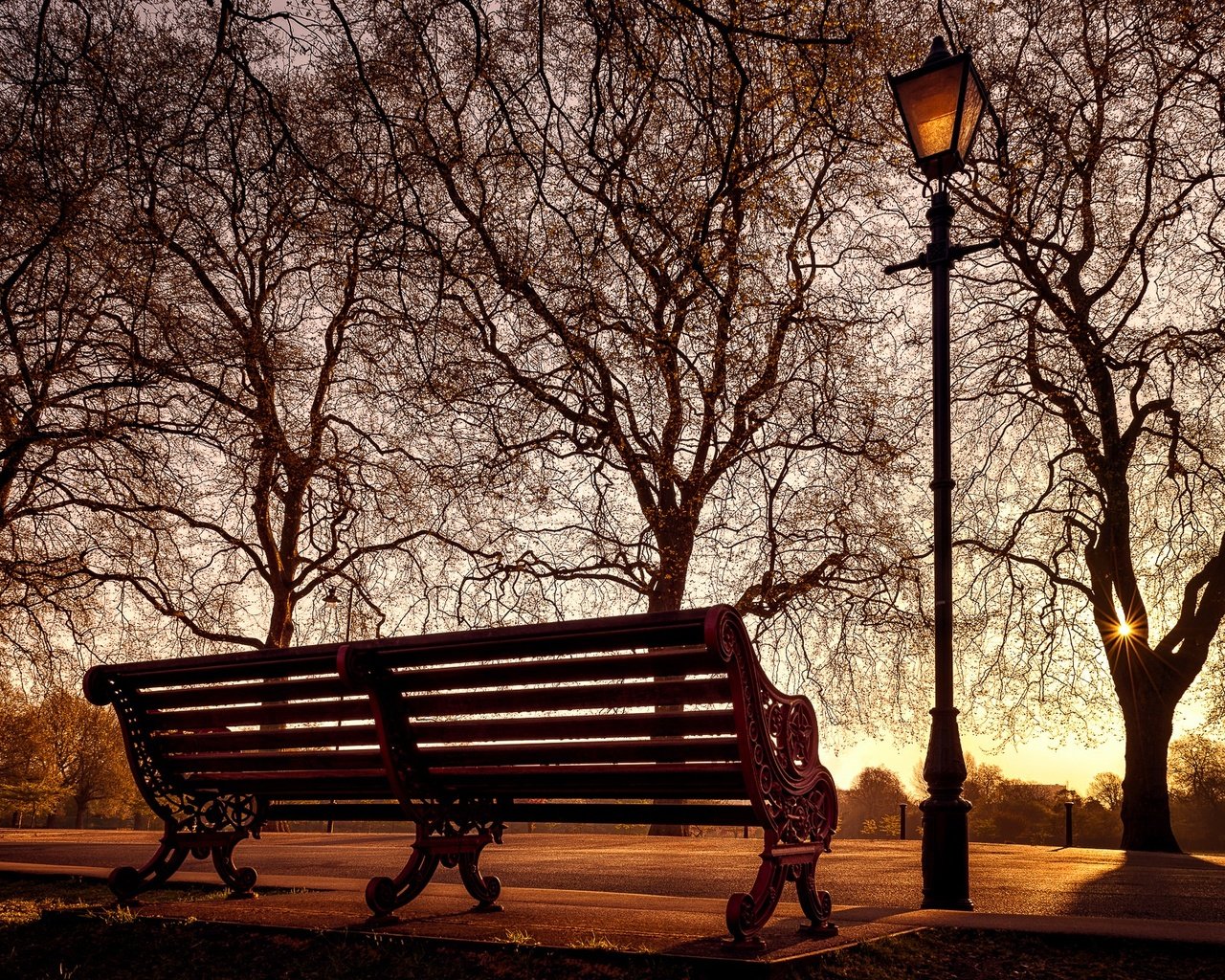 Обои лондон, англия, фонарь, скамья, баттерси парк, london, england, lantern, bench, battersea park разрешение 2048x1296 Загрузить