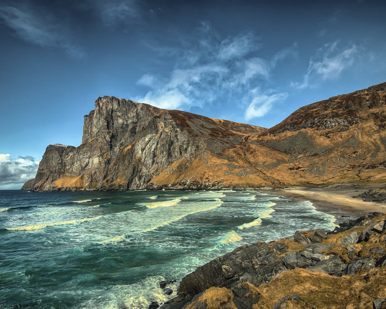 Обои небо, скалы, камни, берег, волны, пейзаж, море, the sky, rocks, stones, shore, wave, landscape, sea разрешение 2048x1335 Загрузить