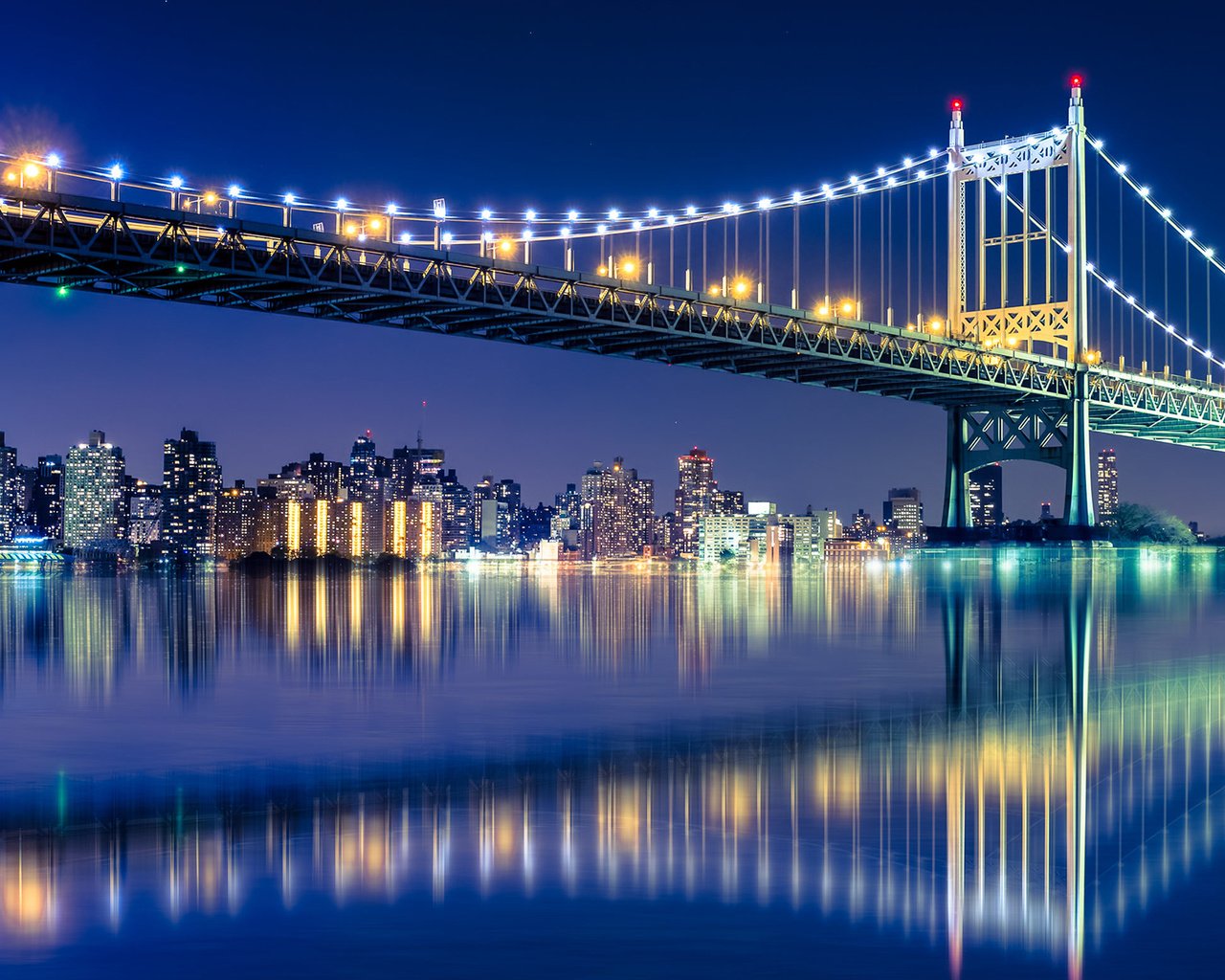 Обои ночь, огни, мост, город, манхэттен, бруклинский мост, night, lights, bridge, the city, manhattan, brooklyn bridge разрешение 1920x1200 Загрузить