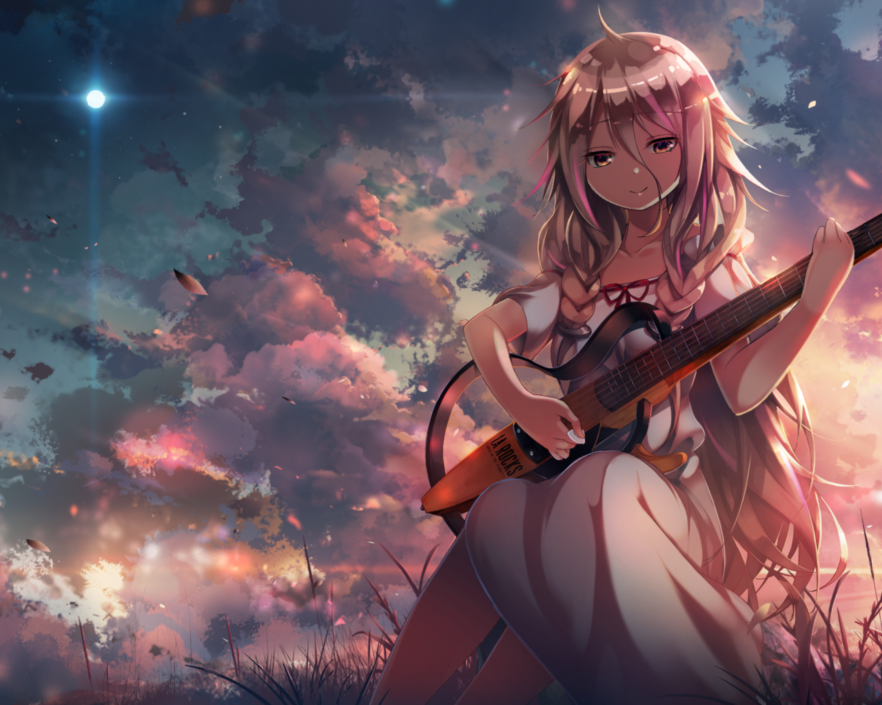 Обои девушка, гитара, аниме, girl, guitar, anime разрешение 2194x1234 Загрузить