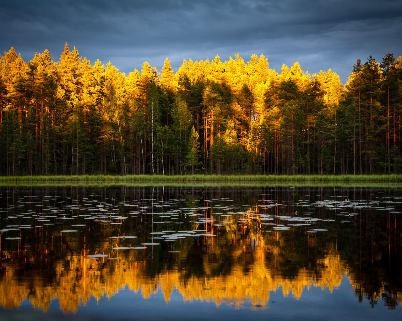 Обои небо, деревья, озеро, природа, лес, отражение, осень, the sky, trees, lake, nature, forest, reflection, autumn разрешение 4188x2781 Загрузить