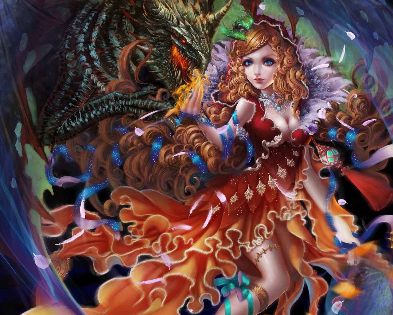Обои арт, девушка, дракон, фэнтези, art, girl, dragon, fantasy разрешение 1920x1200 Загрузить