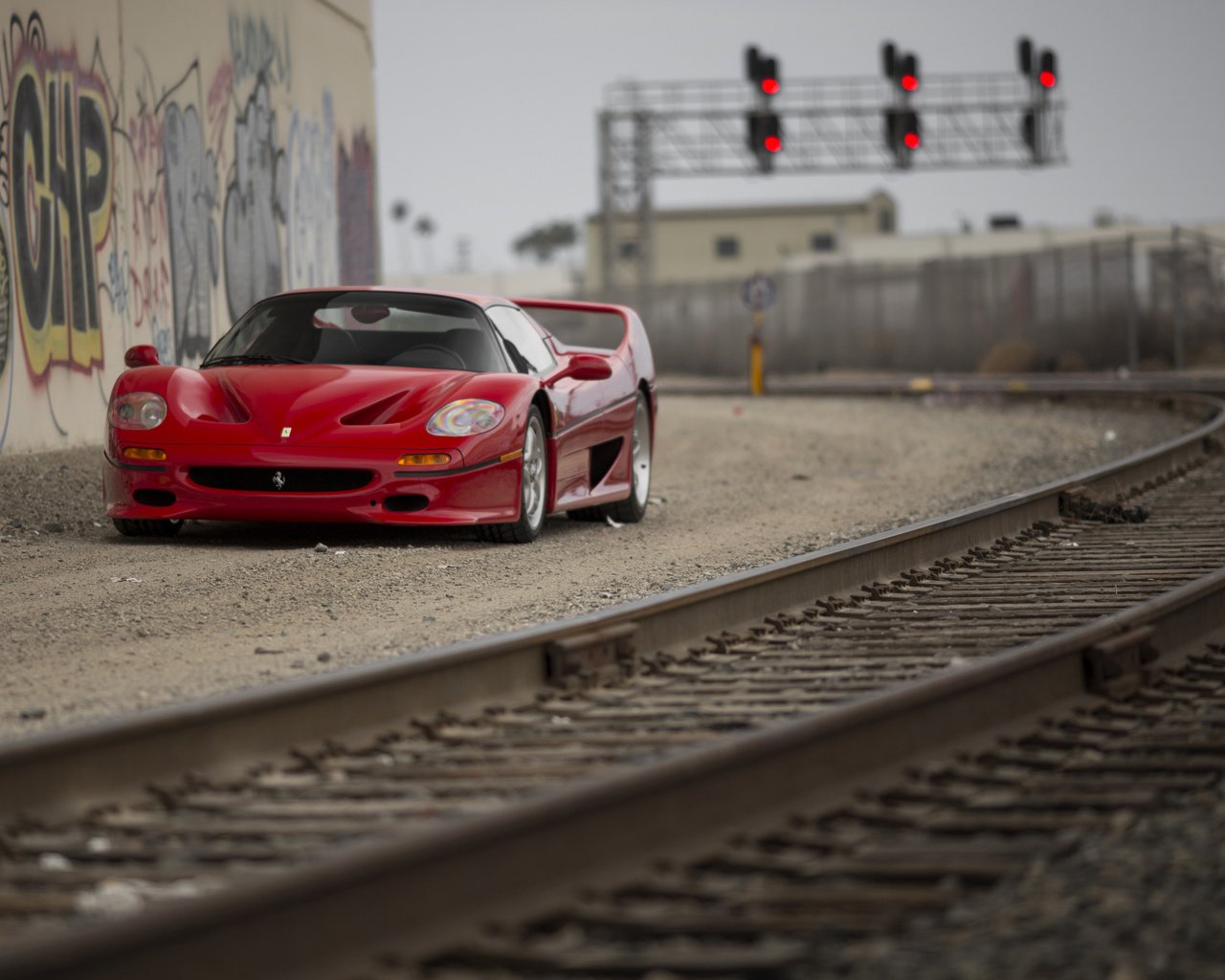 Обои железная дорога, рельсы, феррари, ferrari f50, railroad, rails, ferrari разрешение 4000x2667 Загрузить