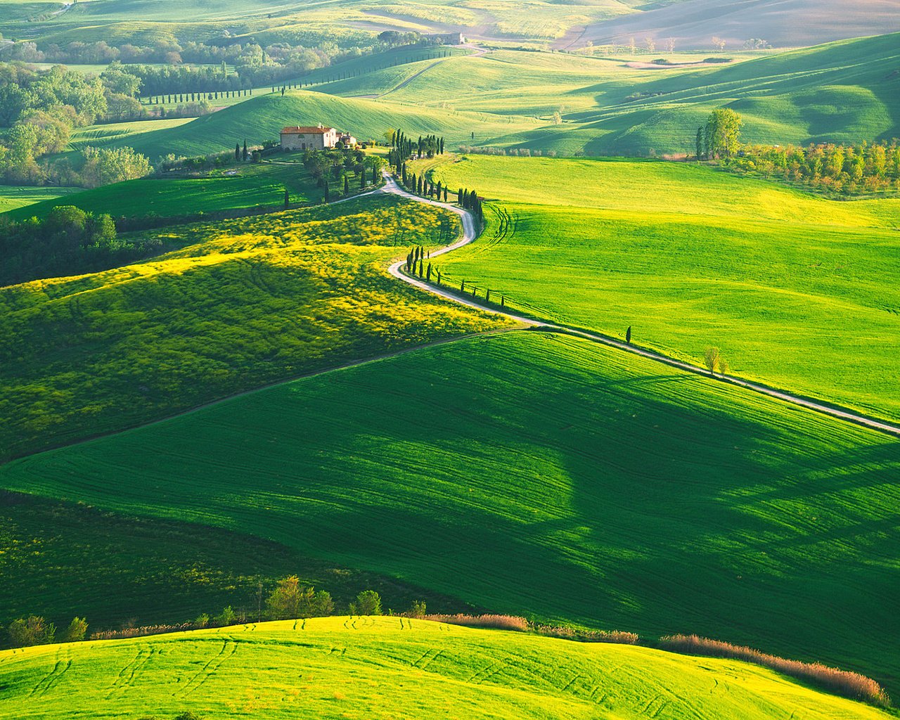 Обои холмы, природа, пейзаж, поля, италия, ферма, тоскана, сельское хозяйство, hills, nature, landscape, field, italy, farm, tuscany разрешение 1920x1200 Загрузить