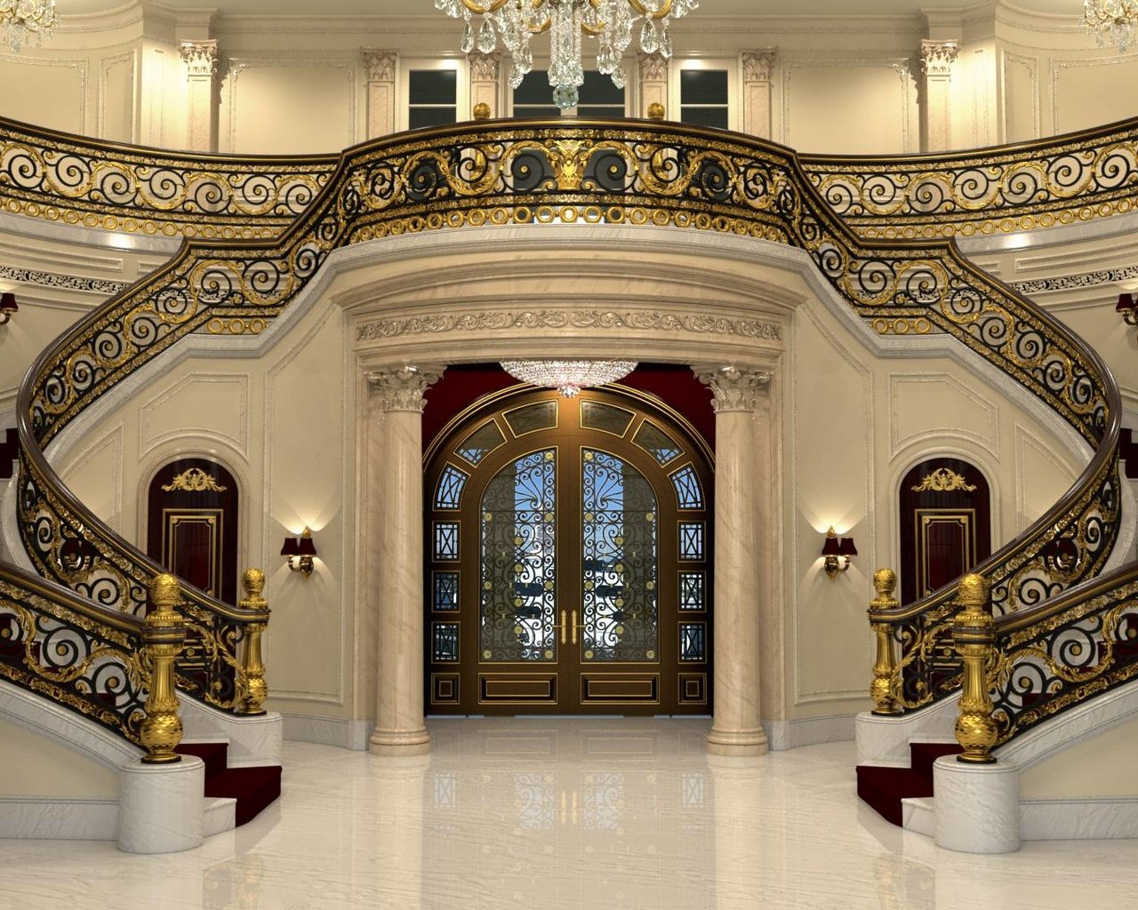 Обои лестница, интерьер, дизайн, особняк, ladder, interior, design, mansion разрешение 1920x1080 Загрузить